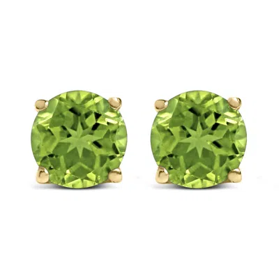 Haus Of Brilliance 14k Yellow Gold 5x5mm Round Green Peridot Solitaire Stud Earrings