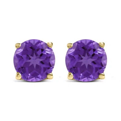 Haus Of Brilliance 14k Yellow Gold 5x5mm Round Purple Amethyst Solitaire Stud Earrings