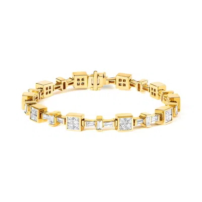 Haus Of Brilliance 14k Yellow Gold 6 3/4 Cttw Princess And Baguette-cut Diamond Tennis Bracelet