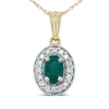 Haus Of Brilliance 14k Yellow Gold 6x4mm Emerald And 1/5 Cttw Round Diamond Halo Pendant 18" Necklace - In Yellow