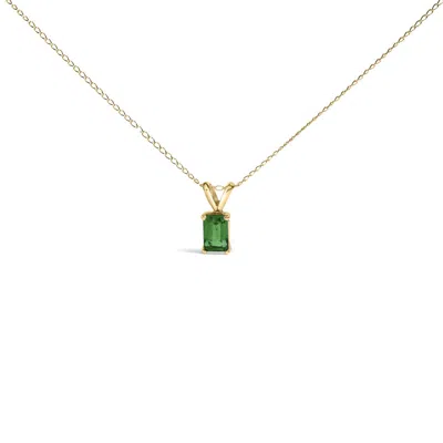 Haus Of Brilliance 14k Yellow Gold 6x4mm Emerald Cut Green Emerald Solitaire Pendant Necklace