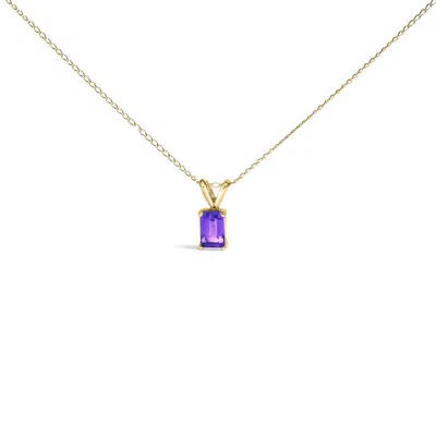 Haus Of Brilliance 14k Yellow Gold 6x4mm Emerald Cut Purple Amethyst Solitaire Pendant Necklace