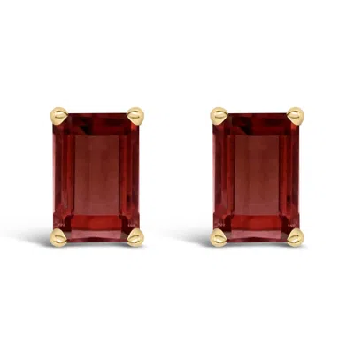 Haus Of Brilliance 14k Yellow Gold 6x4mm Emerald Shaped Garnet Solitaire Stud Earrings