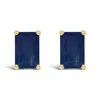 Haus Of Brilliance 14k Yellow Gold 6x4mm Emerald Shaped Sapphire Solitaire Stud Earrings In Blue