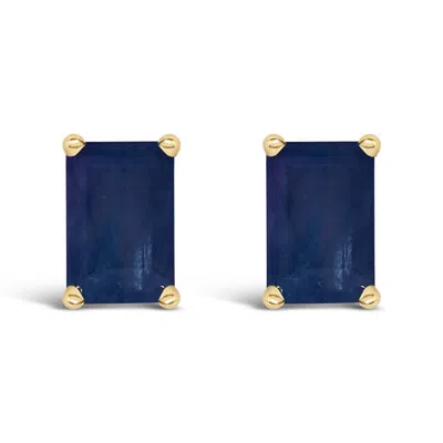 Haus Of Brilliance 14k Yellow Gold 6x4mm Emerald Shaped Sapphire Solitaire Stud Earrings