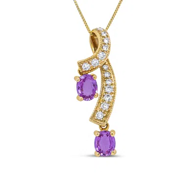 Haus Of Brilliance 14k Yellow Gold 6x4mm Oval Pink Sapphire And 1/5 Cttw Round Diamond Pendant Necklace -