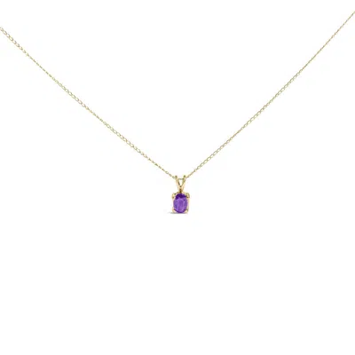 Haus Of Brilliance 14k Yellow Gold 6x4mm Oval Shaped Purple Amethyst Solitaire Pendant Necklace