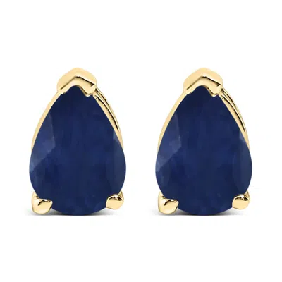Haus Of Brilliance 14k Yellow Gold 6x4mm Pear Shaped Blue Sapphire Solitaire Stud Earrings