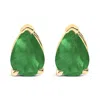 Haus Of Brilliance 14k Yellow Gold 6x4mm Pear Shaped Green Emerald Solitaire Stud Earrings In Green