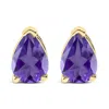 Haus Of Brilliance 14k Yellow Gold 6x4mm Pear Shaped Purple Amethyst Solitaire Stud Earrings In Gold