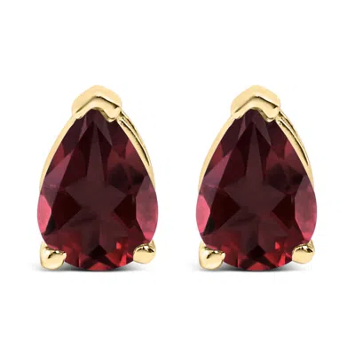 Haus Of Brilliance 14k Yellow Gold 6x4mm Pear Shaped Red Garnet Solitaire Stud Earrings