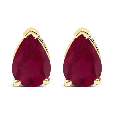Haus Of Brilliance 14k Yellow Gold 6x4mm Pear Shaped Red Ruby Solitaire Stud Earrings