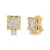 Haus Of Brilliance 14k Yellow Gold 7/8 Cttw Princess And Baguette-cut Diamond Square Framed Huggie Hoop Omega Earrings In Yellow