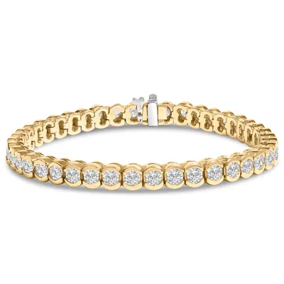 Haus Of Brilliance 14k Yellow Gold 8.00 Cttw Half Bezel Set Diamond Tennis Bracelet
