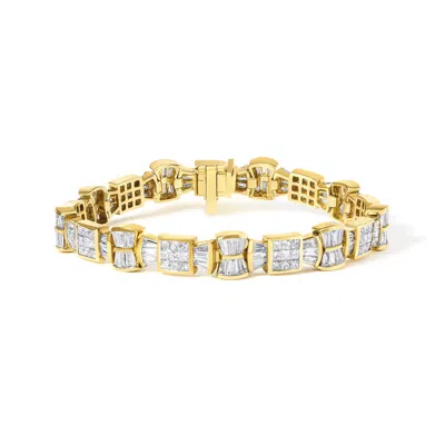 Haus Of Brilliance 14k Yellow Gold 9 7/8 Cttw Princess And Baguette Diamond Bow And Box Link Tennis