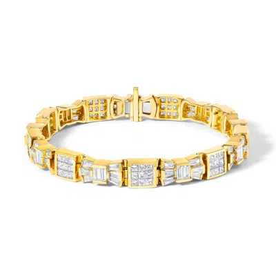 Haus Of Brilliance 14k Yellow Gold 9.0 Cttw Diamond Alternating Bow And Box Link Bracelet- 7"