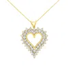 Haus Of Brilliance 14k Yellow Gold .925 Sterling Silver 4 Cttw Round-cut Diamond Cluster Heart Pendant Necklace In Yellow