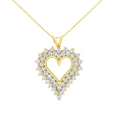 Haus Of Brilliance 14k Yellow Gold .925 Sterling Silver 4 Cttw Round-cut Diamond Cluster Heart Pendant Necklace