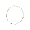 Haus Of Brilliance 14k Yellow Gold Alternating Red Ruby And White Diamond Bezel Station Chain Bracel