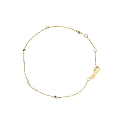 Haus Of Brilliance 14k Yellow Gold Alternating Red Ruby And White Diamond Bezel Station Chain Bracelet