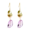 Haus Of Brilliance 14k Yellow Gold Amethyst And Baroque Pearl Drop And Dangle Earrings In Gold