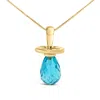 Haus Of Brilliance 14k Yellow Gold And Blue Quartz Pacifier Pendant Necklace In Gold