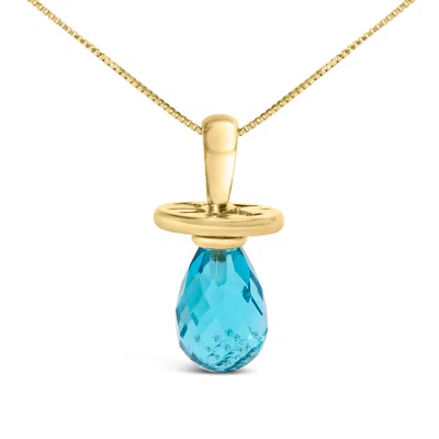 Haus Of Brilliance 14k Yellow Gold And Blue Quartz Pacifier Pendant Necklace