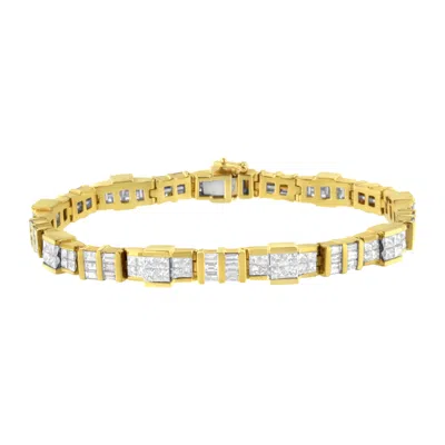 Haus Of Brilliance 14k Yellow Gold Baguette And Princess-cut Diamond Bracelet