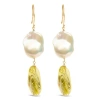 Haus Of Brilliance 14k Yellow Gold Citrine And Baroque Pearl Drop And Dangle Earrings In Yellow