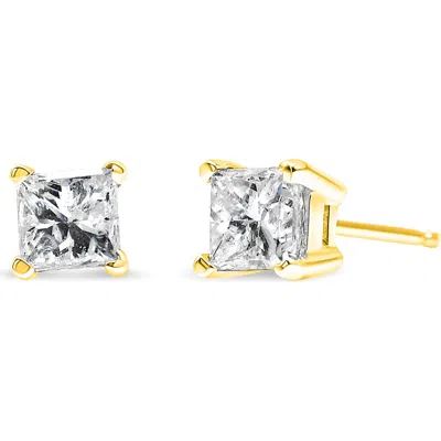 Haus Of Brilliance 14k Yellow Gold Clarity Enhanced Princess Diamond Certified Stud Earrings