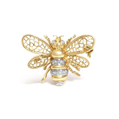 Haus Of Brilliance 14k Yellow Gold Diamond Accent Bumble Bee Brooch Convertible Pendant