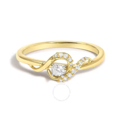 HAUS OF BRILLIANCE HAUS OF BRILLIANCE 14K YELLOW GOLD FLASH PLATED .925 STERLING SILVER 1/6 CTTW DIAMOND SWIRL AND HALO