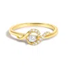 Haus Of Brilliance 14k Yellow Gold Flash Plated .925 Sterling Silver 1/6 Cttw Diamond Swirl And Halo Promise Ring