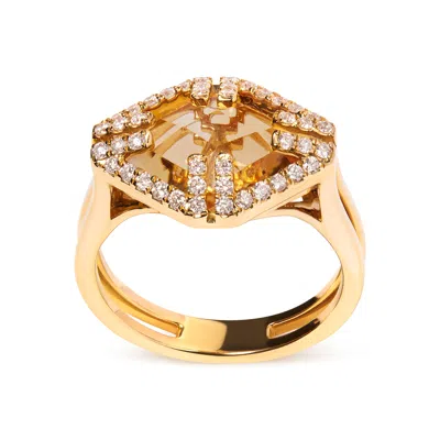 Haus Of Brilliance 14k Yellow Gold Marquise-cut Yellow Citrine And 1/3 Cttw Diamond Halo Cocktail Ring