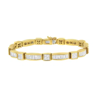 Haus Of Brilliance 14k Yellow Gold Multi-cut Diamond Box Square Link Bracelet(7.33 Cttw,h-i Color,si1-si2 Clarity)
