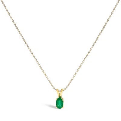 Haus Of Brilliance 14k Yellow Gold Oval Green Emerald Solitaire Pendant Necklace