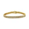 Haus Of Brilliance 14k Yellow Gold Over .925 Sterling Silver 3.0 Cttw Diamond Double Row Square Milgrain Link 7" Tennis