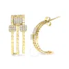 Haus Of Brilliance 14k Yellow Gold Over Silver 1/4 Cttw Diamond Multi-dimensional Link Dangle Stud E In Yellow