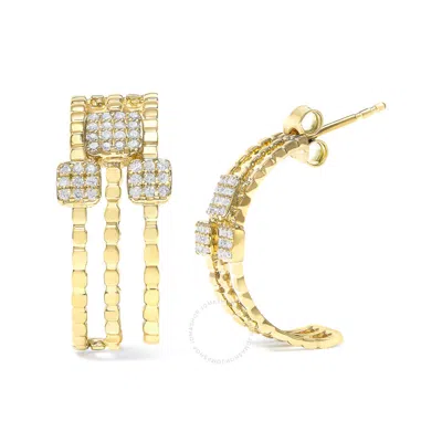 Haus Of Brilliance 14k Yellow Gold Over Silver 1/4 Cttw Diamond Multi-dimensional Link Dangle Stud E