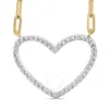 Haus Of Brilliance 14k Yellow Gold Over Silver 1/4 Cttw Diamond Open Heart With Paperclip Chain Pend In Yellow