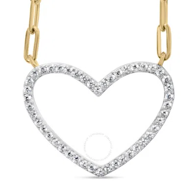 Haus Of Brilliance 14k Yellow Gold Over Silver 1/4 Cttw Diamond Open Heart With Paperclip Chain Pend