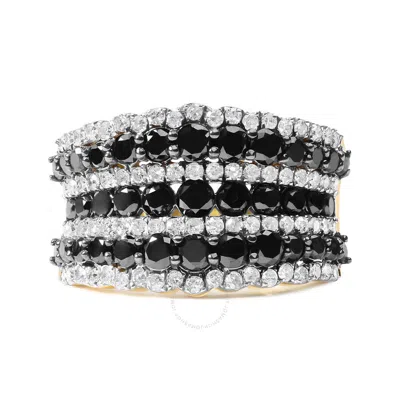 Haus Of Brilliance 14k Yellow Gold Plated .925 Sterling Silver 1 3/4 Cttw Treated Black And White Alternating Diamond M In Multi