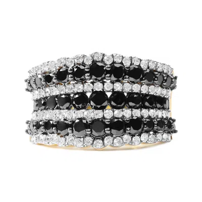 Haus Of Brilliance 14k Yellow Gold Plated .925 Sterling Silver 1 3/4 Cttw Treated Black And White Alternating Diamond M