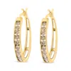 Haus Of Brilliance 14k Yellow Gold Plated .925 Sterling Silver 1.0 Cttw Channel Set Champagne Diamond Hoop Earrings Wit In Yellow