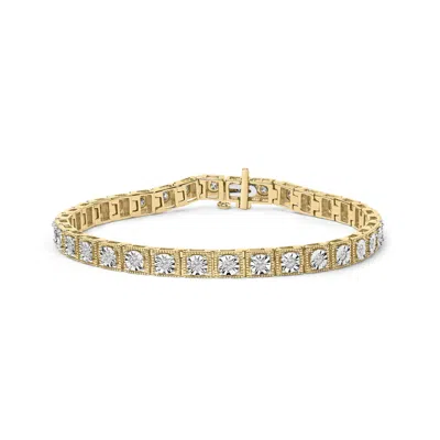 Haus Of Brilliance 14k Yellow Gold Plated .925 Sterling Silver 1.0 Cttw Miracle Set Diamond Milgrain Link Tennis Bracel