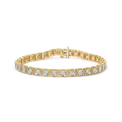 Haus Of Brilliance 14k Yellow Gold Plated .925 Sterling Silver 1.0 Cttw Miracle Set Diamond Milgrain Link Tennis Bracel In Multi