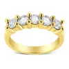 Haus Of Brilliance 14k Yellow Gold Plated .925 Sterling Silver 1.0 Cttw Shared Prong-set Round Diamond 5 Stone Band Rin In Yellow