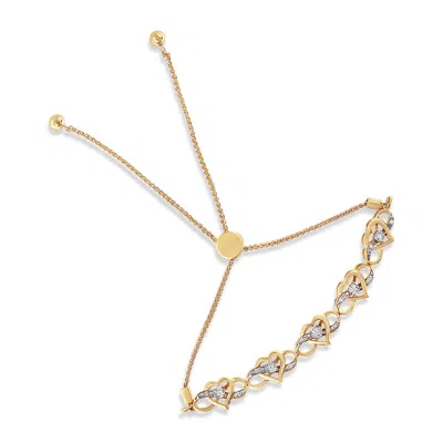 Haus Of Brilliance 14k Yellow Gold Plated .925 Sterling Silver 1/10 Cttw Diamond Infinity Heart Shaped 4"-10" Adjustabl