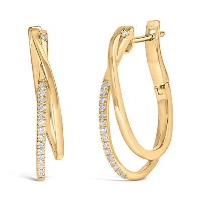 Haus Of Brilliance 14k Yellow Gold Plated .925 Sterling Silver 1/10 Cttw Diamond Wrapped Hoop Earrings