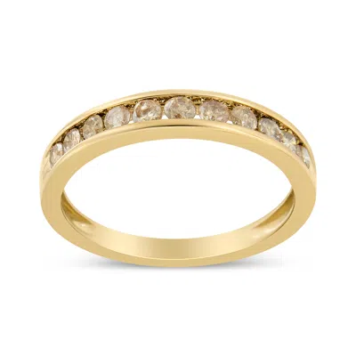 Haus Of Brilliance 14k Yellow Gold Plated .925 Sterling Silver 1/2 Cttw Channel Set Round Champagne Diamond 11 Stone Ba